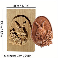 1pc 3D Wooden Cookie Biscuit Molds With Rose Flowers Animals Embossed Patterns