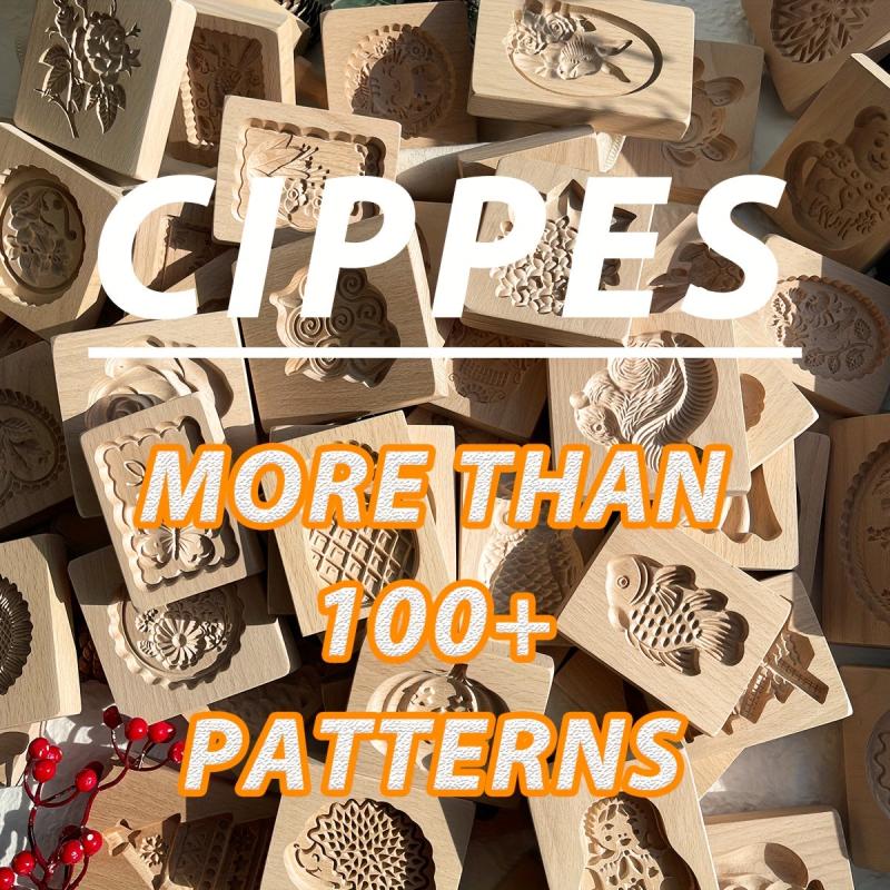 1pc 3D Wooden Cookie Biscuit Molds With Rose Flowers Animals Embossed Patterns