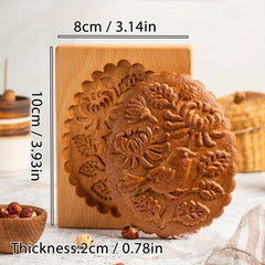 1pc 3D Wooden Cookie Biscuit Molds With Rose Flowers Animals Embossed Patterns