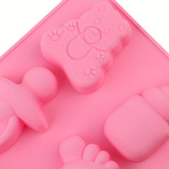 Baby Shower Silicone Mold - Carriage, Bottle, Feet, Bear, Pacifier Fondant Mold