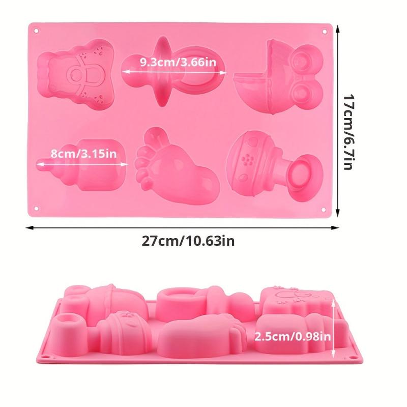 Baby Shower Silicone Mold - Carriage, Bottle, Feet, Bear, Pacifier Fondant Mold