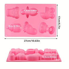 Baby Shower Silicone Mold - Carriage, Bottle, Feet, Bear, Pacifier Fondant Mold