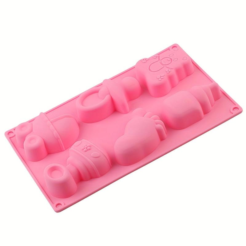 Baby Shower Silicone Mold - Carriage, Bottle, Feet, Bear, Pacifier Fondant Mold