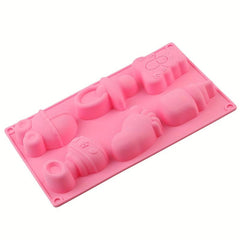 Baby Shower Silicone Mold - Carriage, Bottle, Feet, Bear, Pacifier Fondant Mold