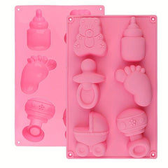 Baby Shower Silicone Mold - Carriage, Bottle, Feet, Bear, Pacifier Fondant Mold
