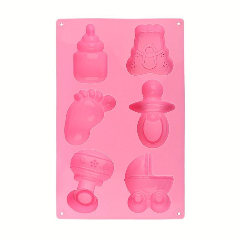 Baby Shower Silicone Mold - Carriage, Bottle, Feet, Bear, Pacifier Fondant Mold