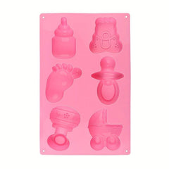 Baby Shower Silicone Mold - Carriage, Bottle, Feet, Bear, Pacifier Fondant Mold