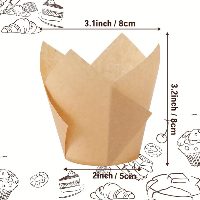 50PCS Tulip Cupcake Liners Holders Baking Cups Wrappers Christmas Cupcake Liners
