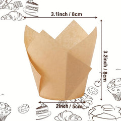 50PCS Tulip Cupcake Liners Holders Baking Cups Wrappers Christmas Cupcake Liners