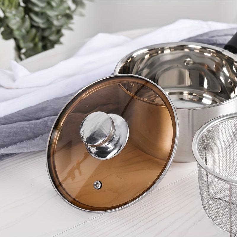 Set of 2 Stainless Steel Milk Pot Filter Basket for Pasta and Fried Food