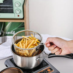 Set of 2 Stainless Steel Milk Pot Filter Basket for Pasta and Fried Food