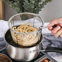 Set of 2 Stainless Steel Milk Pot Filter Basket for Pasta and Fried Food