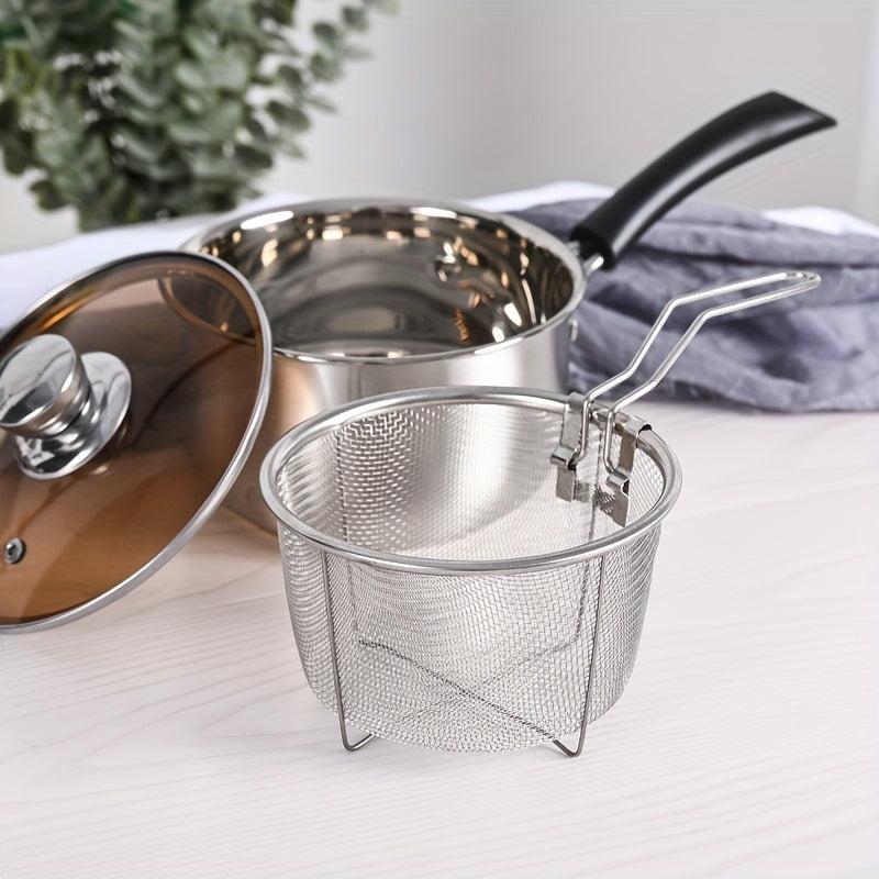 Set of 2 Stainless Steel Milk Pot Filter Basket for Pasta and Fried Food