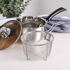 Set of 2 Stainless Steel Milk Pot Filter Basket for Pasta and Fried Food