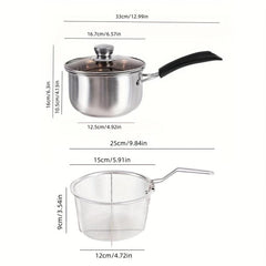 Set of 2 Stainless Steel Milk Pot Filter Basket for Pasta and Fried Food