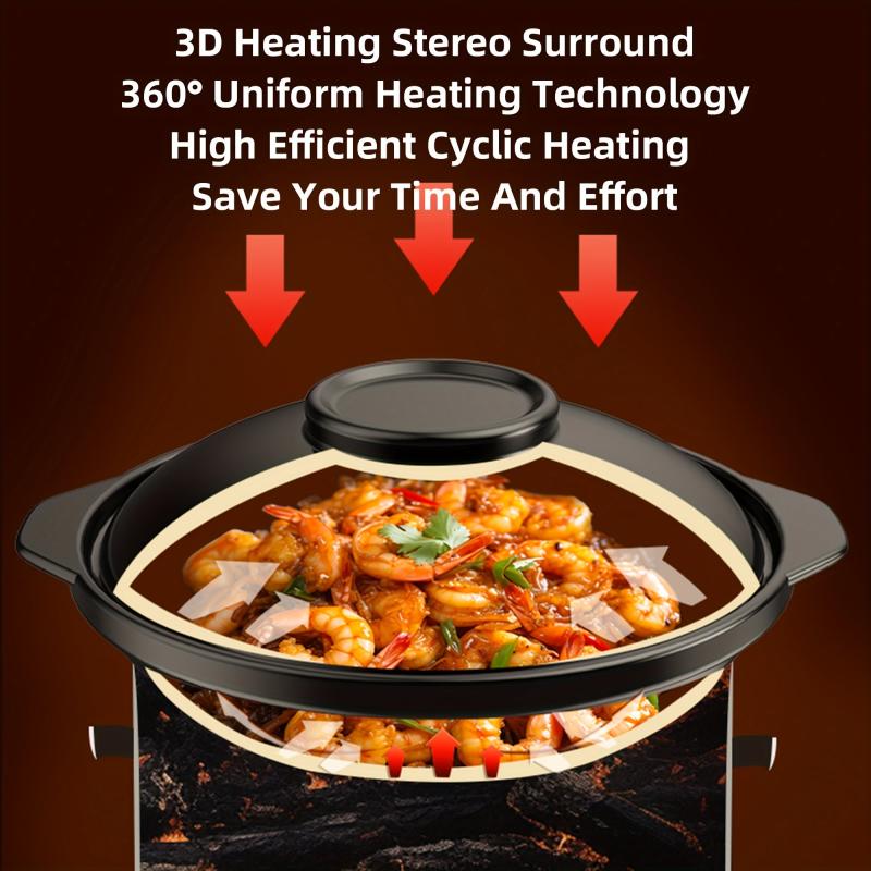Ceramic Stew Pot Clay Cooking Shallow Pot with Lid Stovetop Hot Pot