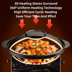 Ceramic Stew Pot Clay Cooking Shallow Pot with Lid Stovetop Hot Pot