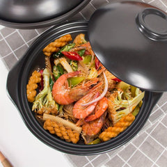 Ceramic Stew Pot Clay Cooking Shallow Pot with Lid Stovetop Hot Pot