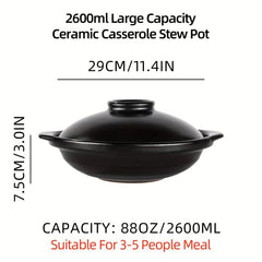 Ceramic Stew Pot Clay Cooking Shallow Pot with Lid Stovetop Hot Pot