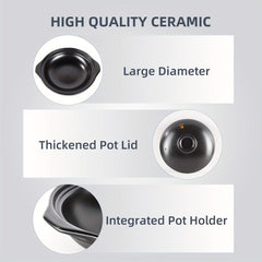 Ceramic Stew Pot Clay Cooking Shallow Pot with Lid Stovetop Hot Pot