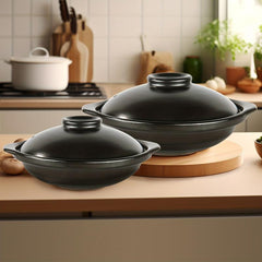 Ceramic Stew Pot Clay Cooking Shallow Pot with Lid Stovetop Hot Pot