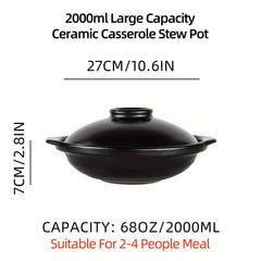 Ceramic Stew Pot Clay Cooking Shallow Pot with Lid Stovetop Hot Pot