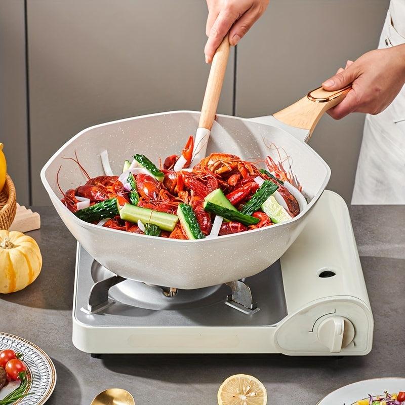 Octagonal Wok Medical Stone Non Stick Frying Pan - Gas Stove Induction Cooktop