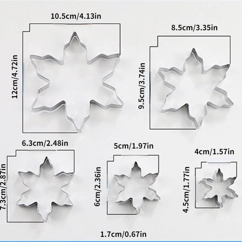 5pcs Snowflake Cookie Molds Stainless Steel Cake Ice Snowflake Cookie Molds