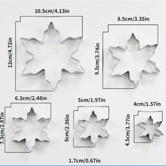 5pcs Snowflake Cookie Molds Stainless Steel Cake Ice Snowflake Cookie Molds