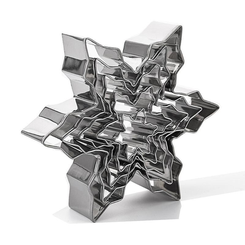 5pcs Snowflake Cookie Molds Stainless Steel Cake Ice Snowflake Cookie Molds