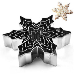5pcs Snowflake Cookie Molds Stainless Steel Cake Ice Snowflake Cookie Molds