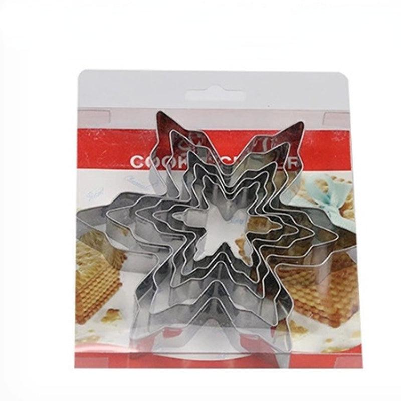 5pcs Snowflake Cookie Molds Stainless Steel Cake Ice Snowflake Cookie Molds