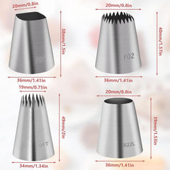 4Pcs Large Piping Tips Set Cake Decorating Icing Tip Nozzles Kit