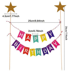 Happy Birthday Cake Pull Flag Glitter Party Decoration Kit