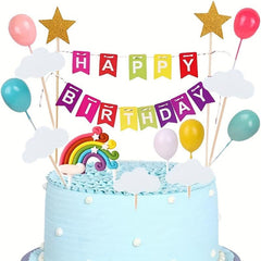 Happy Birthday Cake Pull Flag Glitter Party Decoration Kit