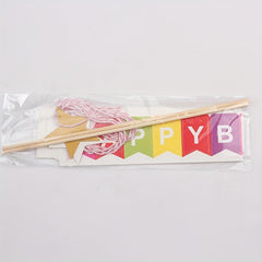 Happy Birthday Cake Pull Flag Glitter Party Decoration Kit