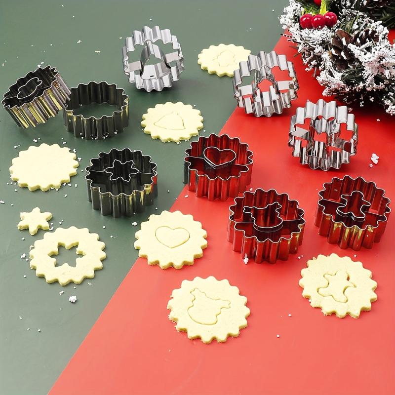 9pcs Christmas Cookie Cutters Stainless Steel Pastry Cutters Biscuit Mold