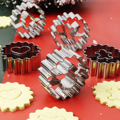 9pcs Christmas Cookie Cutters Stainless Steel Pastry Cutters Biscuit Mold