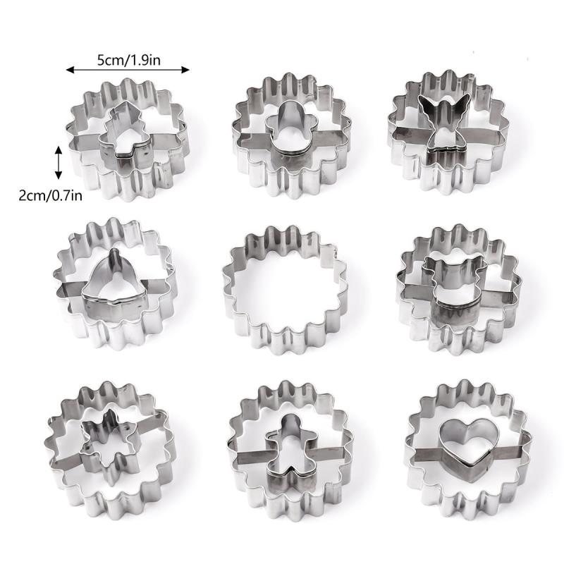 9pcs Christmas Cookie Cutters Stainless Steel Pastry Cutters Biscuit Mold