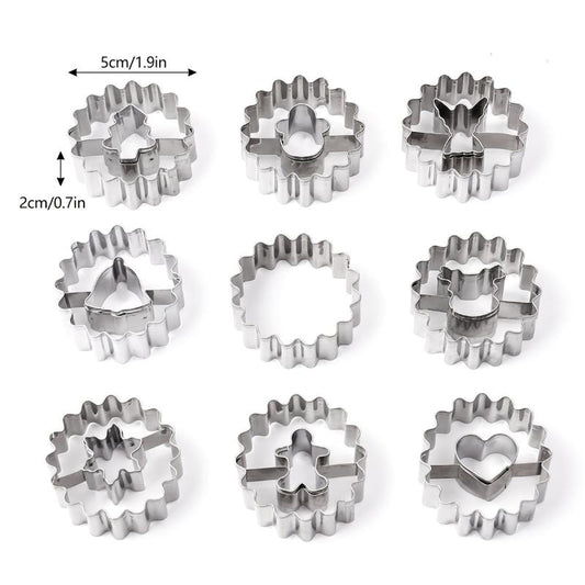 9pcs Christmas Cookie Cutters Stainless Steel Pastry Cutters Biscuit Mold