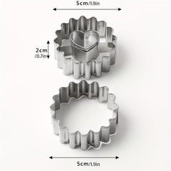 2pcs Stainless Steel Cookie Cutters Flower Heart Shape Candy Mold Biscuit Molds