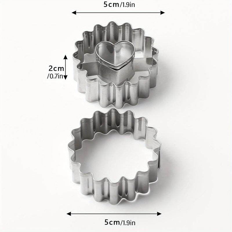2pcs Stainless Steel Cookie Cutters Flower Heart Shape Candy Mold Biscuit Molds