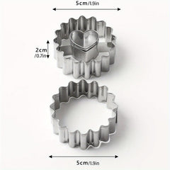 2pcs Stainless Steel Cookie Cutters Flower Heart Shape Candy Mold Biscuit Molds