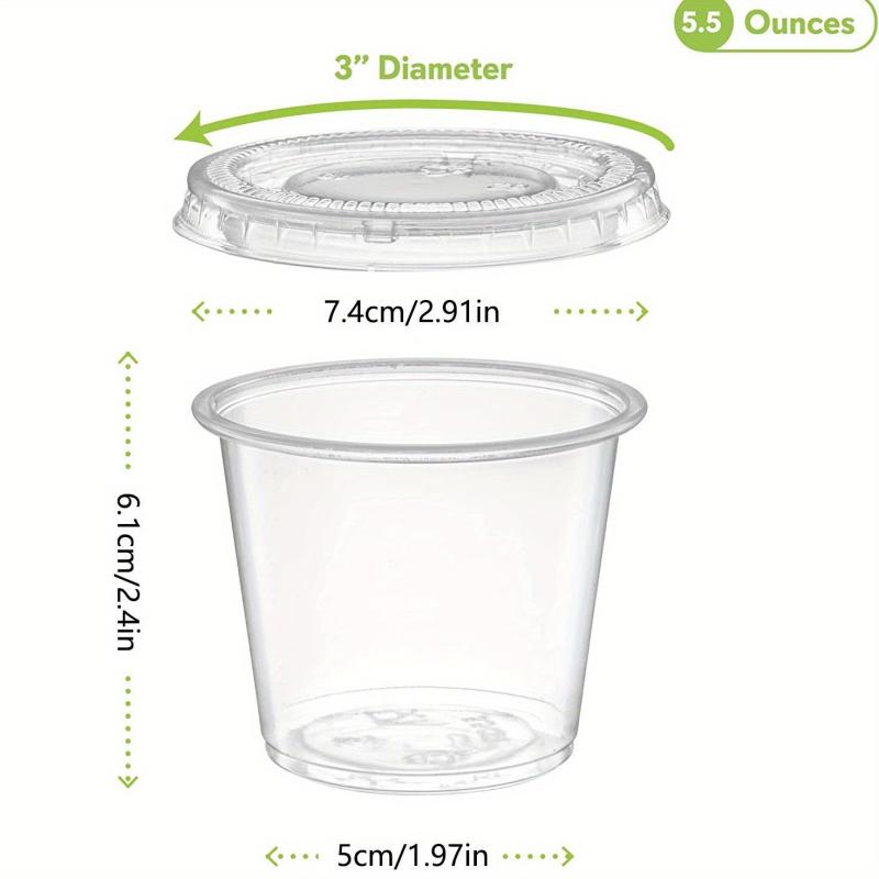 100pcs Disposable Portion Cups with Lids 2oz 3 25oz 5 5oz