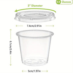 100pcs Disposable Portion Cups with Lids 2oz 3 25oz 5 5oz