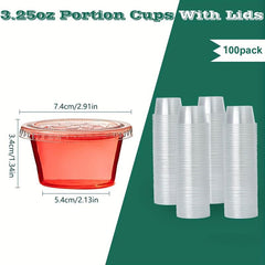 100pcs Disposable Portion Cups with Lids 2oz 3 25oz 5 5oz
