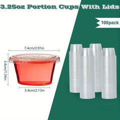 100pcs Disposable Portion Cups with Lids 2oz 3 25oz 5 5oz