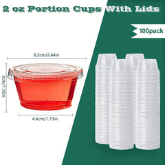 100pcs Disposable Portion Cups with Lids 2oz 3 25oz 5 5oz