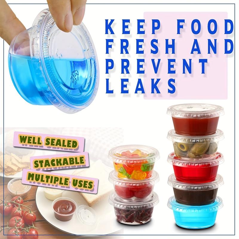 100pcs Disposable Portion Cups with Lids 2oz 3 25oz 5 5oz