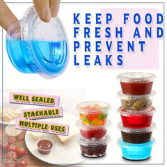 100pcs Disposable Portion Cups with Lids 2oz 3 25oz 5 5oz